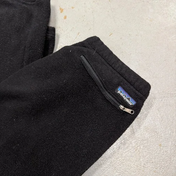 Vintage Patagonia Made in USA Fleece Pants Black Joggers Men's Size Medium